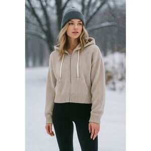 UGG Women's XL Gray Hana Zip Cropped Hoodie Cozy Knit Lounge Athleisure HR4-15